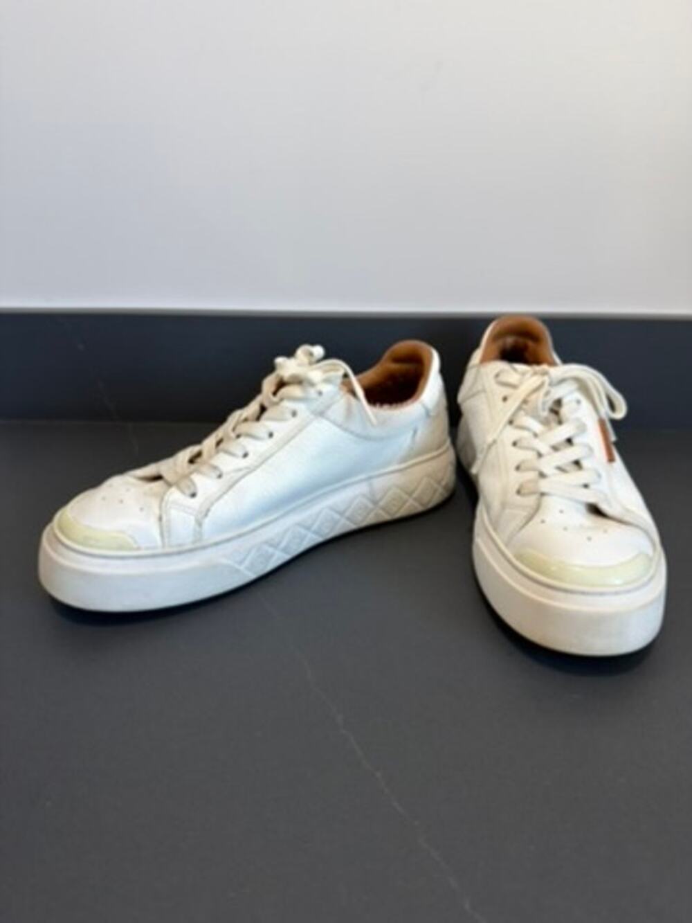 Tory Burch Ladybug Sneaker White Leather Platform Women's 9‎